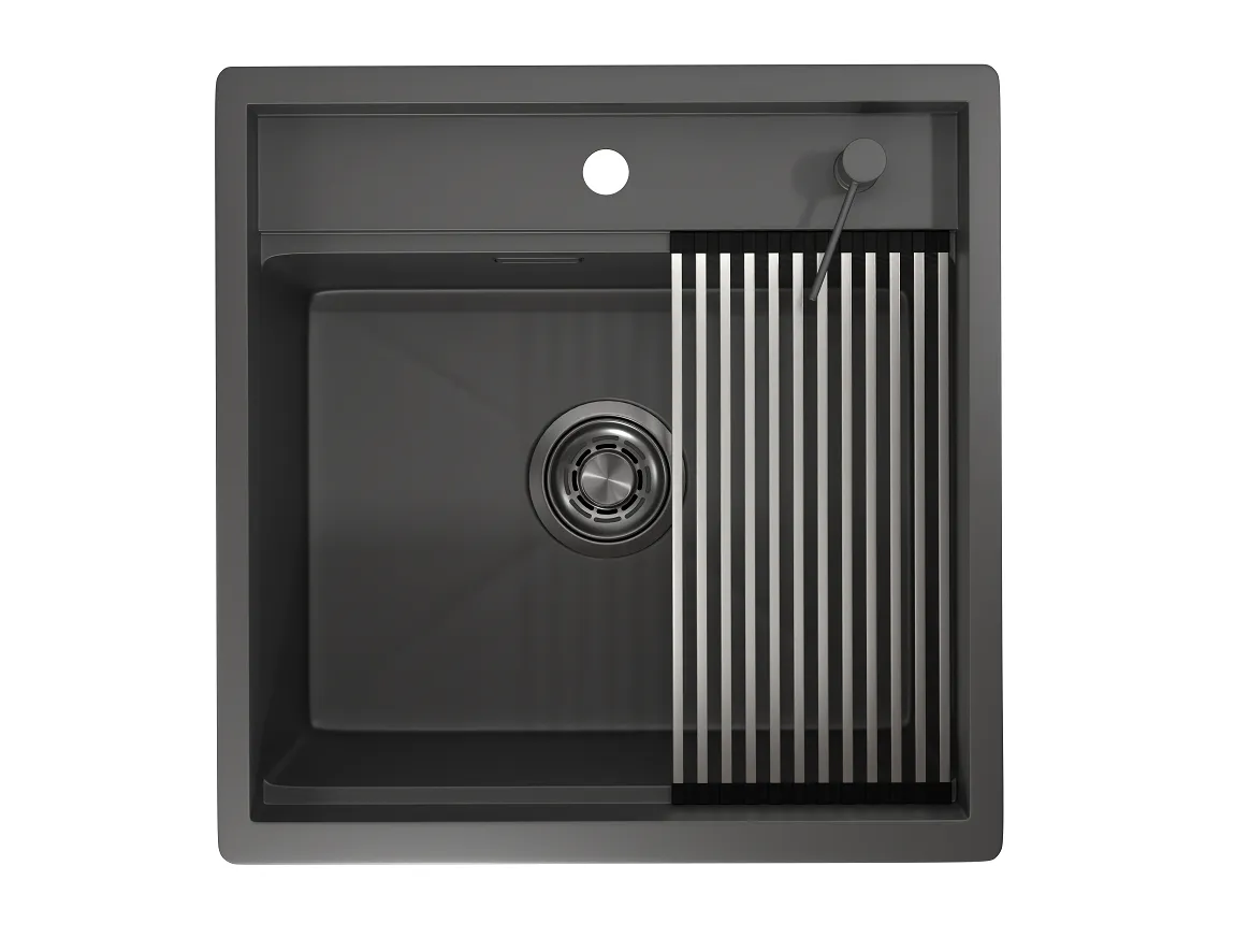 KS-5051, ГРАФИТ МАТОВЫЙ, стальная кухонная мойка KITCHEN SPACE
