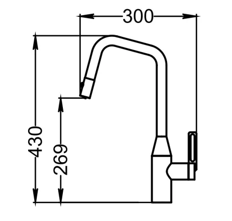 GR-8171, АЛЮМИНИУМ, СМЕСИТЕЛЬ КУХОННЫЙ С ВЫДВИЖНЫМ ИЗЛИВОМ