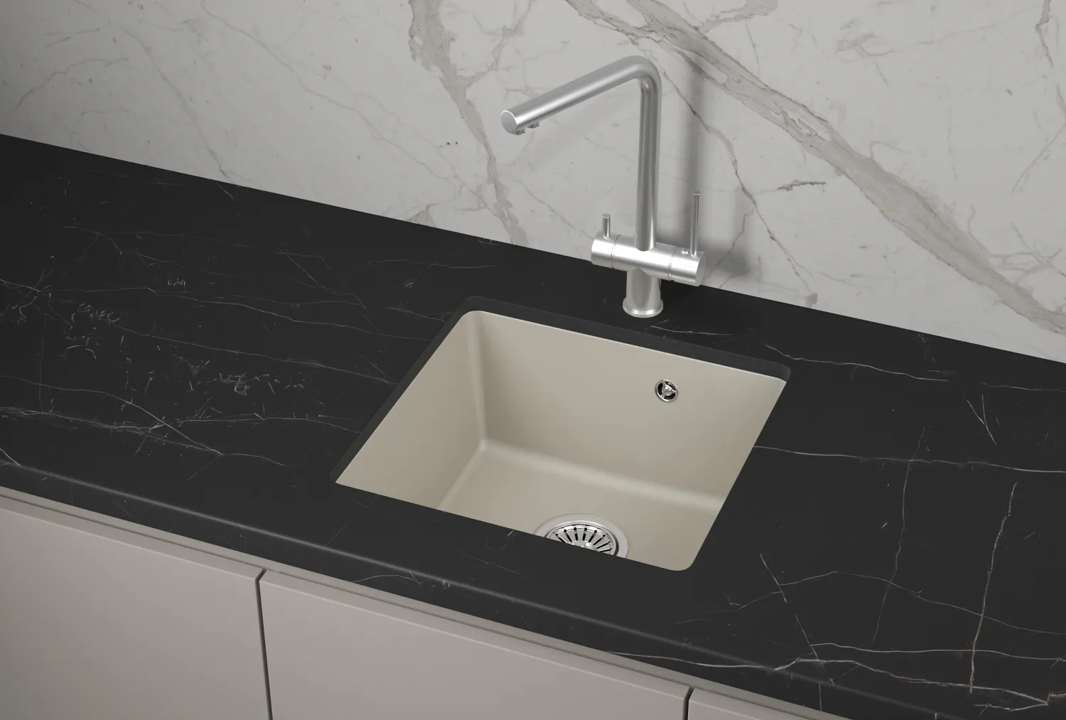 Мойка для кухни Granula 4451 креман, 45,5х46 см, квадратная