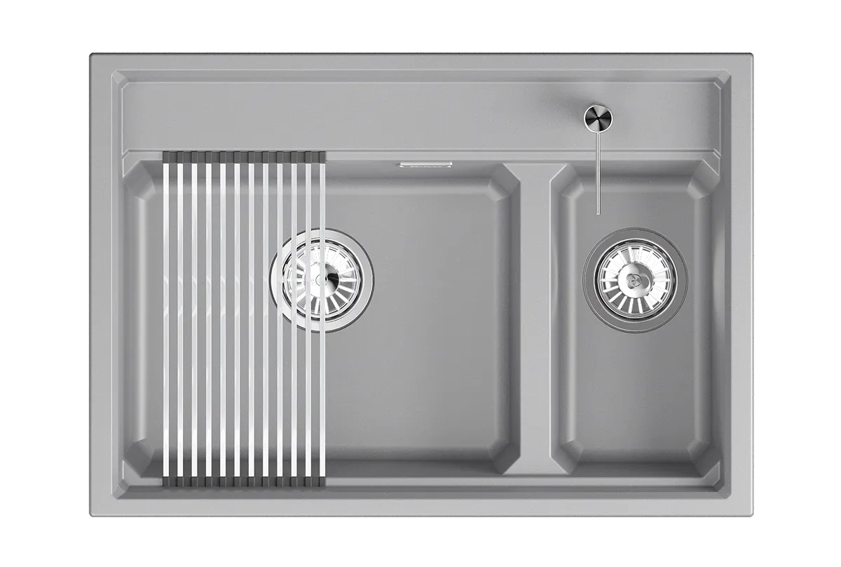 KS-7302i, АЛЮМИНИУМ, кухонная мойка, кварц