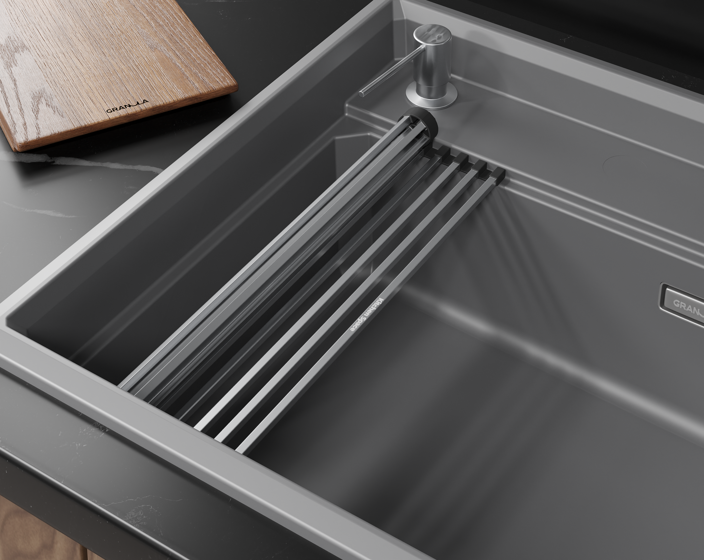 7308R, АЛЮМИНИУМ, кухонная мойка, кварц KITCHEN SPACE RINZER